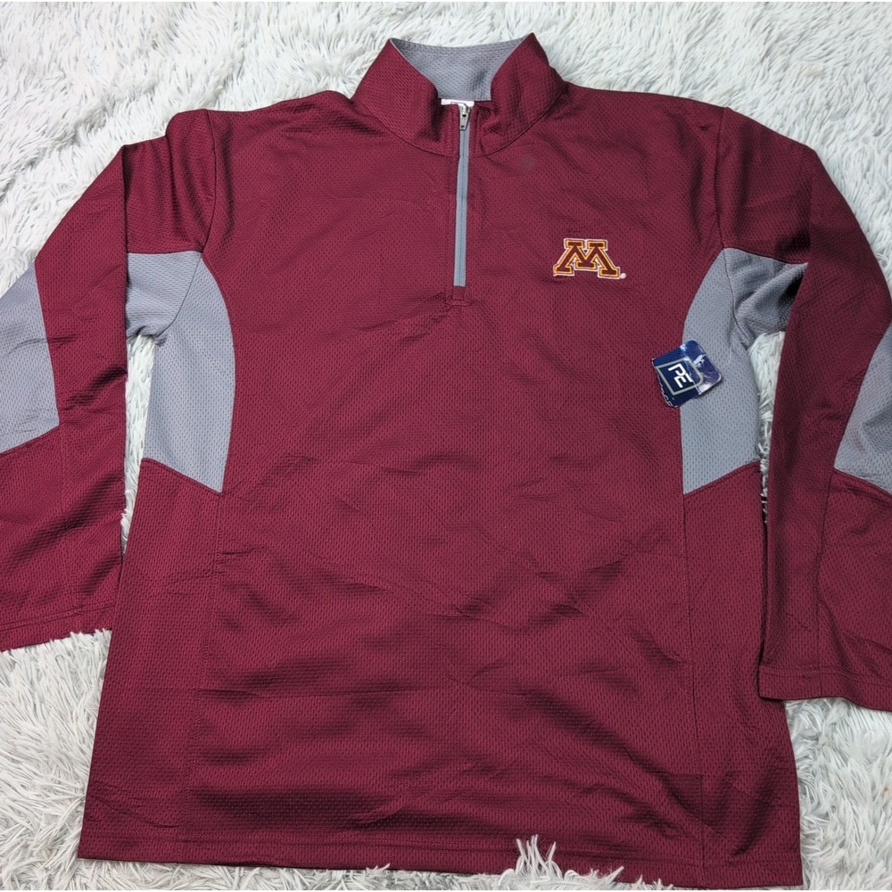 Minnesota Golden Gophers Shirt Mens L Maroon Half Zip Athletic University New